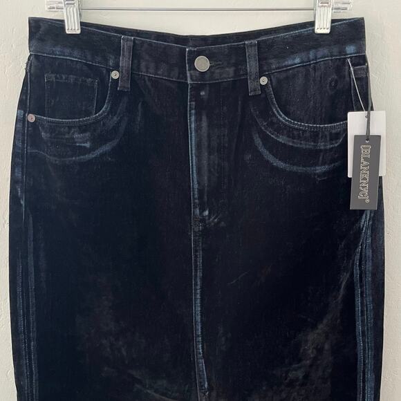 Blank NYC Crushed Velvet Maxi Denim Skirt Witchycore Whimsigoth Size 28 NWT - Picture 3 of 9